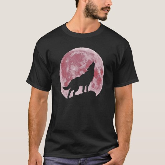 月に吠えるオオカミ 動物 オオカミ in moo tシャツ (正面)