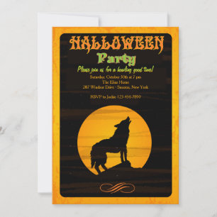 月に吠えるハロウィンパーティー招待状 招待状
