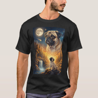 月に吠えるミーム 動物 犬 Tシャツ