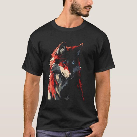 月に吠える狼の野生生物のグラフィックデザイン メンズ用 Tシャツ (正面)