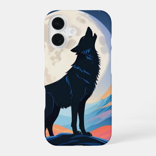 月に吠える狼 iPhone 16ケース (裏面)