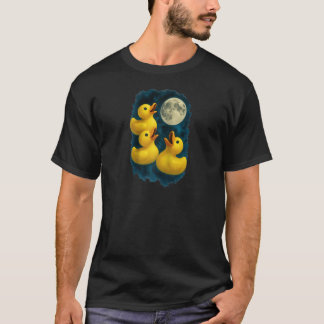 月に吠える3羽のゴム製のアヒル 3 Rubber Du Tシャツ
