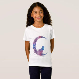 月に坐っている猫 Tシャツ
