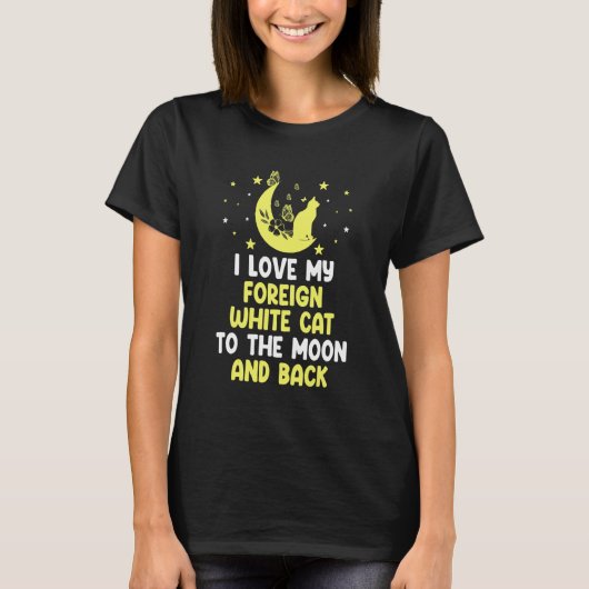 月に外国産の白猫を愛する Tシャツ (正面)