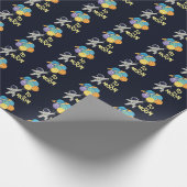 月に宇宙飛行士の月と星 ラッピングペーパー (角)