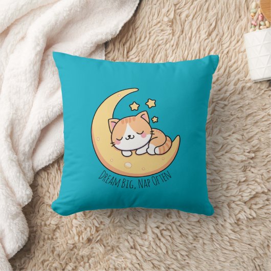 月に寝そべる猫 クッション (ブランケット)