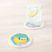 月に寝るかわいいタキシード猫 コースター (側面)