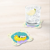 月に寝るかわいいタキシード猫 ペーパーコースター (インサイチュ)