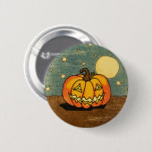 月に対するかわいいカボチャ 缶バッジ (正面&裏面)