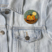 月に対するかわいいカボチャ 缶バッジ (インサイチュ)