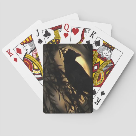 月に対する不気味な彫りのシルエット白熱［赤熱］光を放つ。 トランプ (裏面)