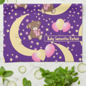 月に座ったかわいいテディベア キッチンタオル (折り畳み)