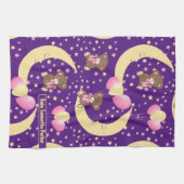 月に座ったかわいいテディベア キッチンタオル (横)