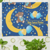 月に座ったかわいいテディベア キッチンタオル (折り畳み)