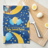 月に座ったかわいいテディベア キッチンタオル (四つ折り)