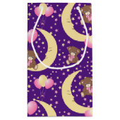 月に座ったかわいいテディベア スモールペーパーバッグ (裏面)