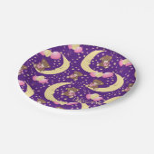 月に座ったかわいいテディベア ペーパープレート (アングル)