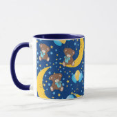 月に座ったかわいいテディベア マグカップ (左)