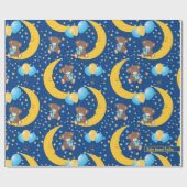 月に座ったかわいいテディベア ラッピングペーパー (フラット)