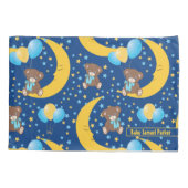 月に座ったかわいいテディベア 枕カバー (裏面)