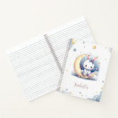 月に座るかわいい小さなウサギ ノートブック (内部)