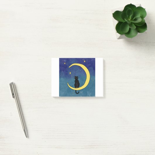 月に座る猫 ポストイット (オフィス)
