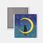 月に座る猫 マグネット (正面/裏面)
