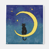 月に座る猫 マグネット (正面)