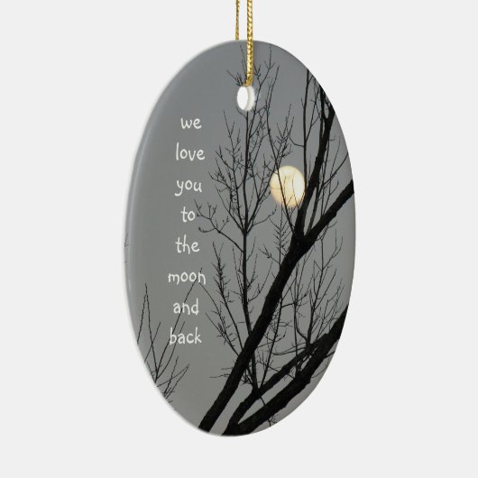 月に愛して下さい及び背部は、メッセージをカスタマイズ セラミックオーナメント (右)