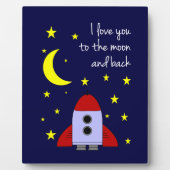 月に愛して戻るカワイイ宇宙ロケット フォトプラーク (正面)