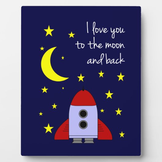 月に愛して戻るカワイイ宇宙ロケット フォトプラーク (正面)