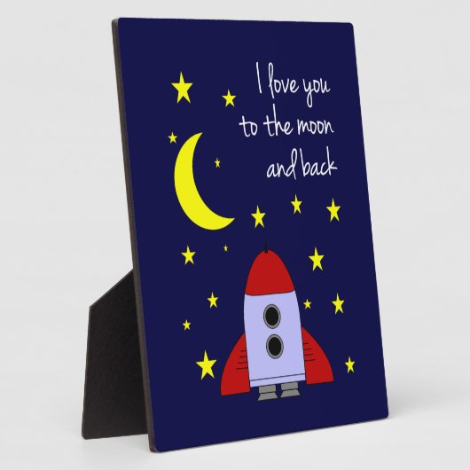 月に愛して戻るカワイイ宇宙ロケット フォトプラーク (側面)