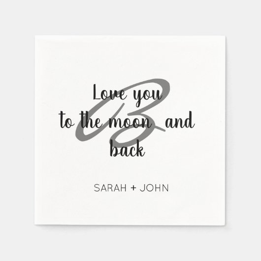 月に愛し、バックウェディングパーティー白 スタンダードカクテルナプキン (正面)