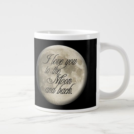 月に愛し、後ろに現実の月を ジャンボコーヒーマグカップ (右)