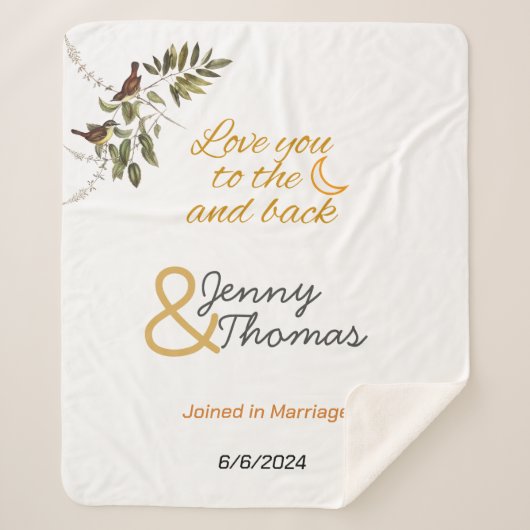 月に愛し、後ろに編集可能 シェルパブランケット (正面)