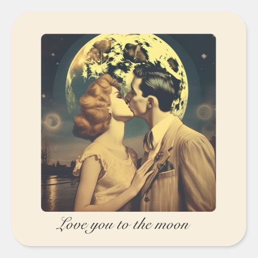 月に愛し、旅行ポスターのカスタマイズ スクエアシール (正面)