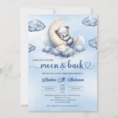 月に愛し、背中の少年テディベア 招待状 (正面)