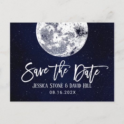 月に愛する&バックウェディング日付を保存 案内ポストカード (正面)