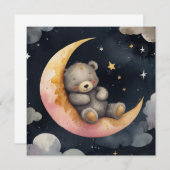 月に横たわるねむねむクマちゃん 招待状 (正面/裏面)
