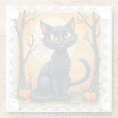 月に照らされたいたずら：奇妙なキャットコースター ガラスコースター (裏面)