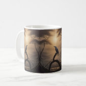 月に照らされたオオカミ：薄暮の孤独な鳥 コーヒーマグカップ (正面左)