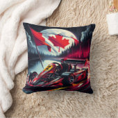 月に照らされたカナダの空の下でカートレースに行く クッション (ブランケット)