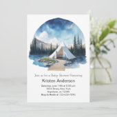 月に照らされたキャンプサイトアドベンチャーが赤ちゃんシャワーを待つ 招待状 (スタンド正面)