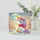 月に照らされたクリスマスの空の下のユニコーン シーズンカード (スタンド正面)