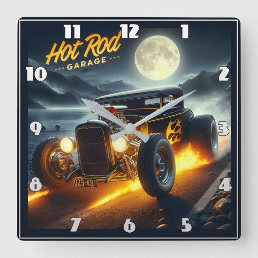 月に照らされたショアクルーズ改造イン スクエア壁時計 (正面)