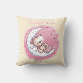 月に照らされたスナグルズ：クマの夢の女の子ベビーシャワー クッション