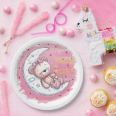 月に照らされたスナグルズ:クマの夢の女の子ベビーシャワー ペーパープレート (パーティー)