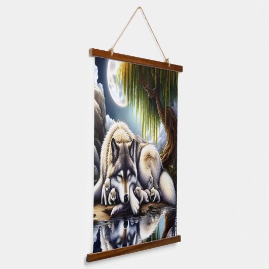 月に照らされたセレニティアスリム 吊り下げ型タペストリー (傾斜あり)