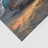 月に照らされたトロピカルヴィンテージカーのデコページ 薄葉紙 (詳細)