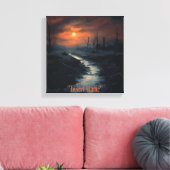 月に照らされたメナ幽霊のよく出るス：夕暮れ時の黒い森 キャンバスプリント (インサイチュ (リビング))